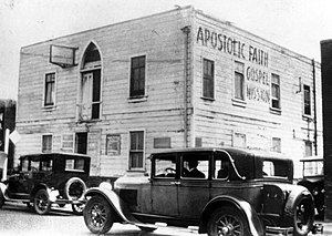 The Apostolic Faith Mission building on Azusa Street