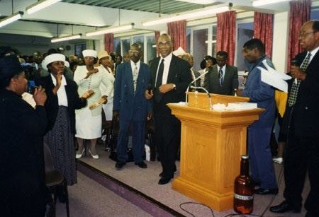 A congregation worshipping